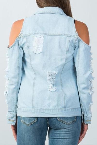 boohoo (ASOS) Off Shoulder Denim Top / Jacket, Women's Fashion, Coats,  Jackets and Outerwear on Carousell